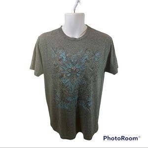 Fifth Sun Mens T-shirt Size Medium Skull Sword Dragons Graphic Tee Preowned